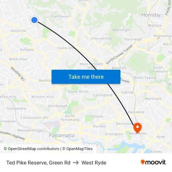 Ted Pike Reserve, Green Rd to West Ryde map