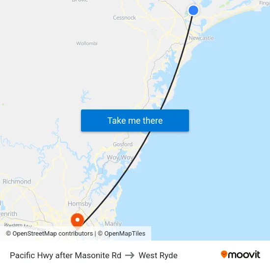 Pacific Hwy after Masonite Rd to West Ryde map