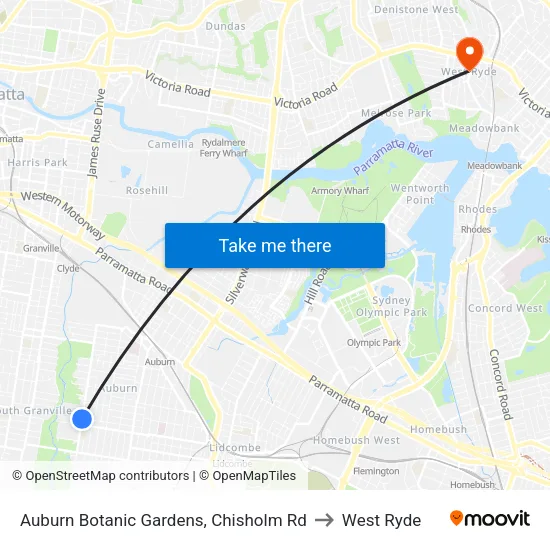 Auburn Botanic Gardens, Chisholm Rd to West Ryde map