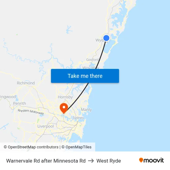 Warnervale Rd after Minnesota Rd to West Ryde map
