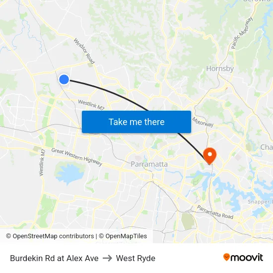 Burdekin Rd at Alex Ave to West Ryde map