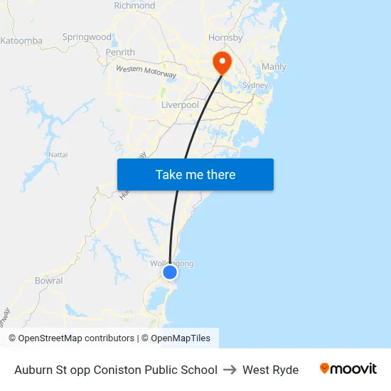 Auburn St opp Coniston Public School to West Ryde map