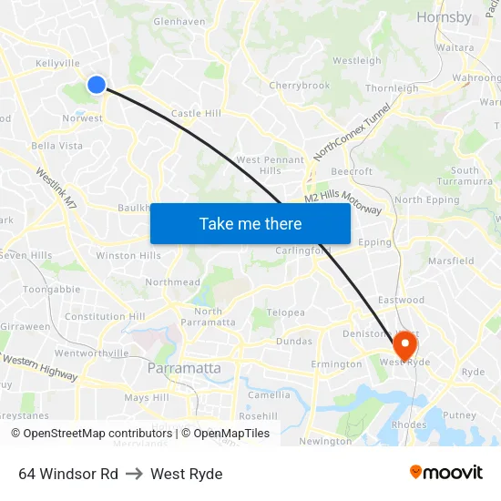 64 Windsor Rd to West Ryde map