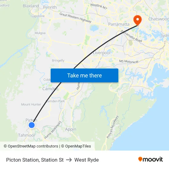 Picton Station, Station St to West Ryde map