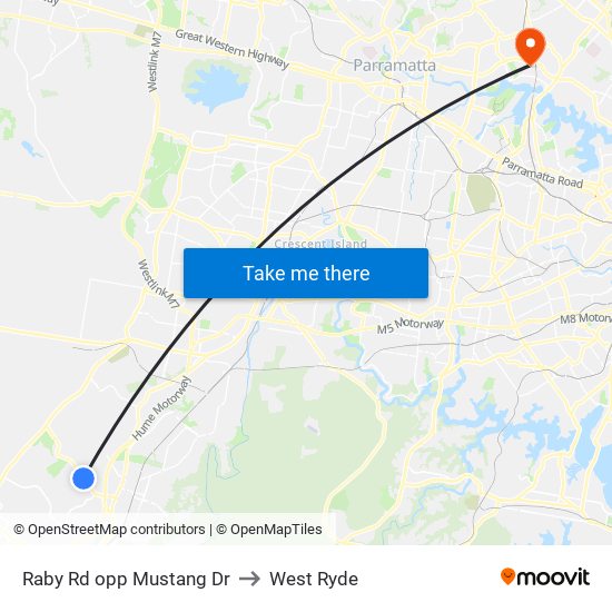 Raby Rd opp Mustang Dr to West Ryde map