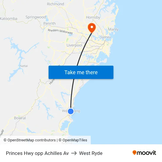 Princes Hwy opp Achilles Av to West Ryde map