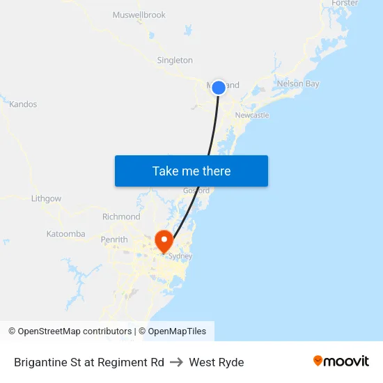 Brigantine St at Regiment Rd to West Ryde map