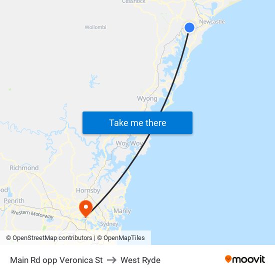 Main Rd opp Veronica St to West Ryde map