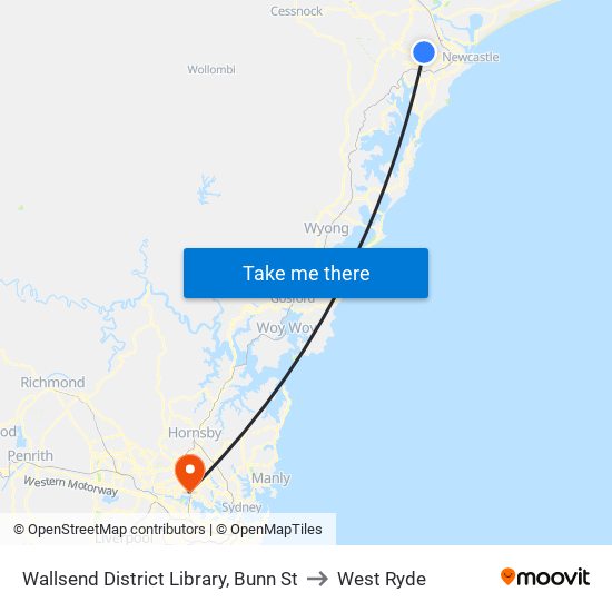 Wallsend District Library, Bunn St to West Ryde map