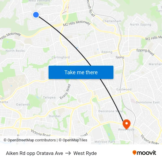 Aiken Rd opp Oratava Ave to West Ryde map