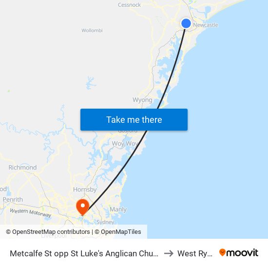 Metcalfe St opp St Luke's Anglican Church to West Ryde map