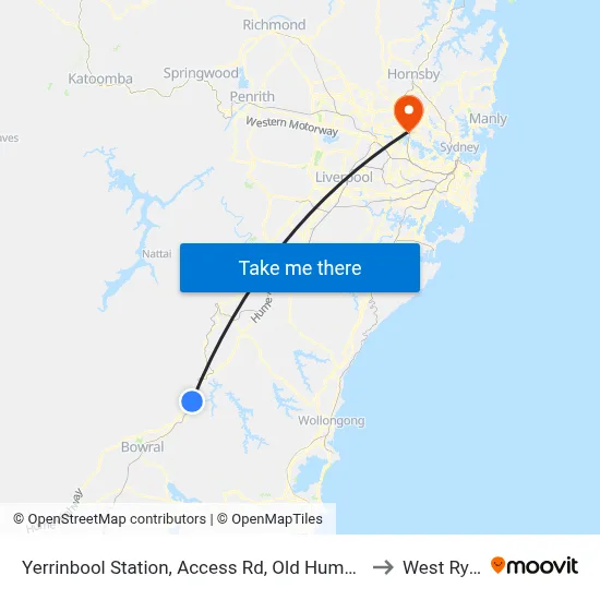 Yerrinbool Station, Access Rd, Old Hume Hwy to West Ryde map