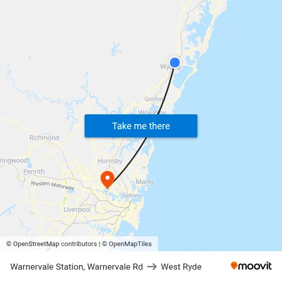 Warnervale Station, Warnervale Rd to West Ryde map
