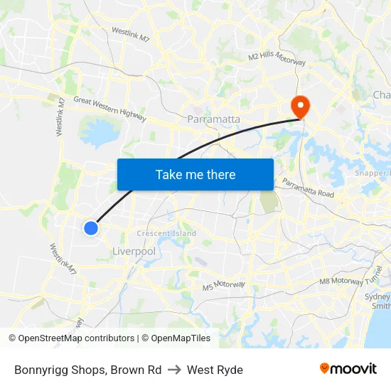 Bonnyrigg Shops, Brown Rd to West Ryde map