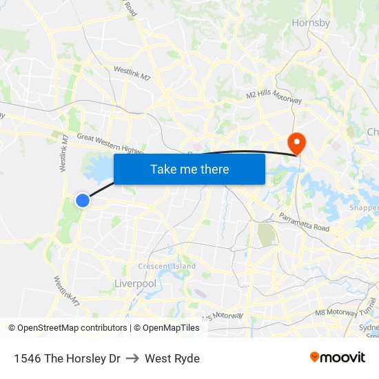 1546 The Horsley Dr to West Ryde map