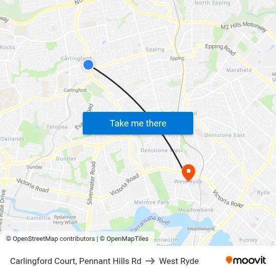 Carlingford Court, Pennant Hills Rd to West Ryde map