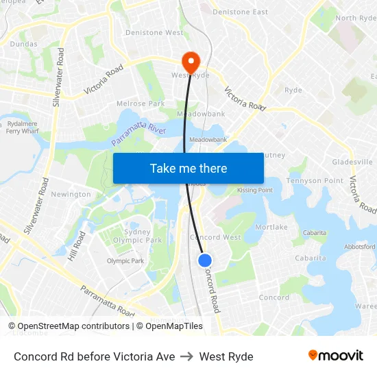 Concord Rd before Victoria Ave to West Ryde map