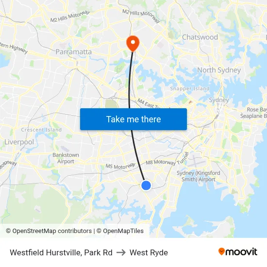 Westfield Hurstville, Park Rd to West Ryde map