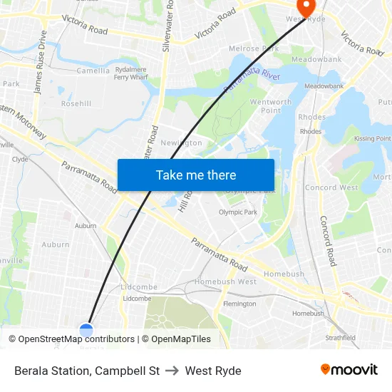 Berala Station, Campbell St to West Ryde map