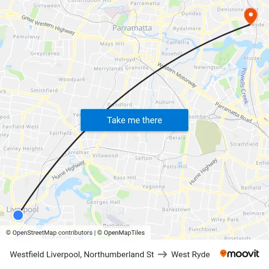 Westfield Liverpool, Northumberland St to West Ryde map