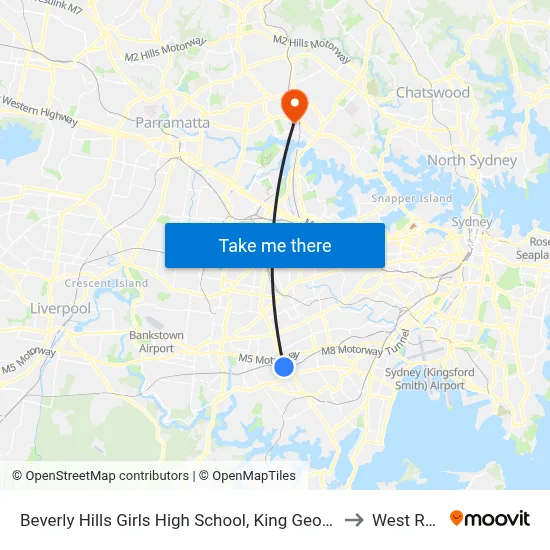 Beverly Hills Girls High School, King Georges Rd to West Ryde map
