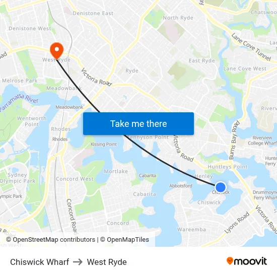 Chiswick Wharf to West Ryde map
