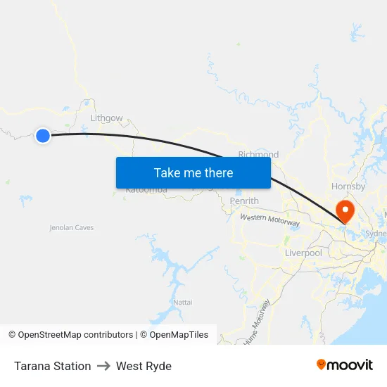 Tarana Station to West Ryde map