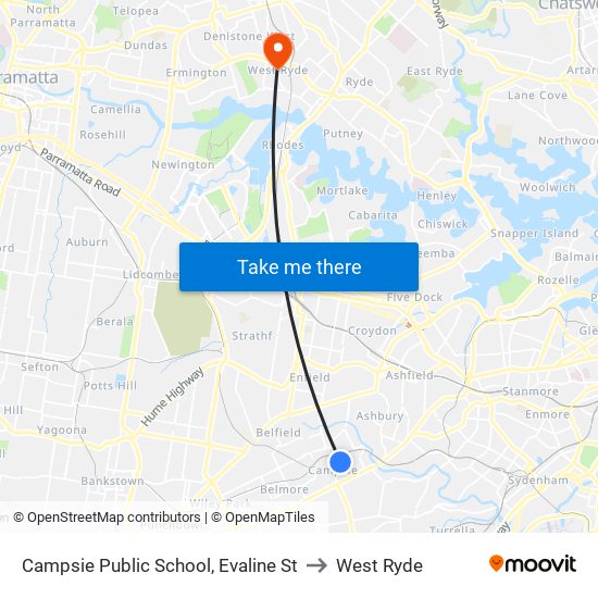 Campsie Public School, Evaline St to West Ryde map