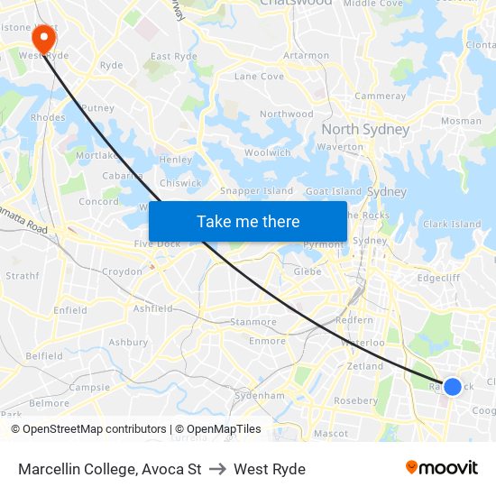 Marcellin College, Avoca St to West Ryde map