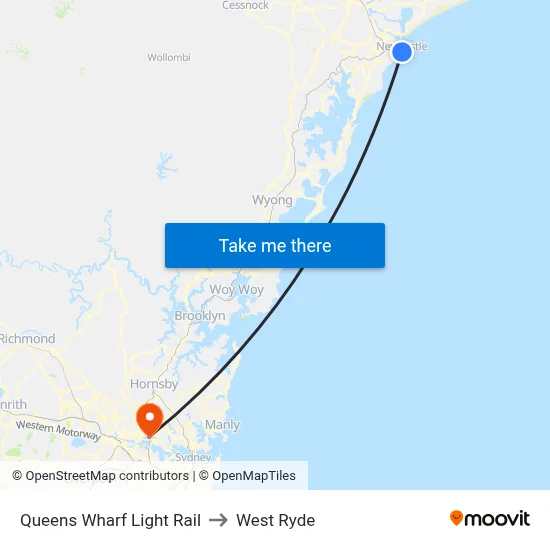 Queens Wharf Light Rail to West Ryde map