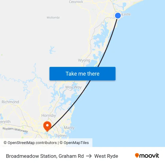 Broadmeadow Station, Graham Rd to West Ryde map