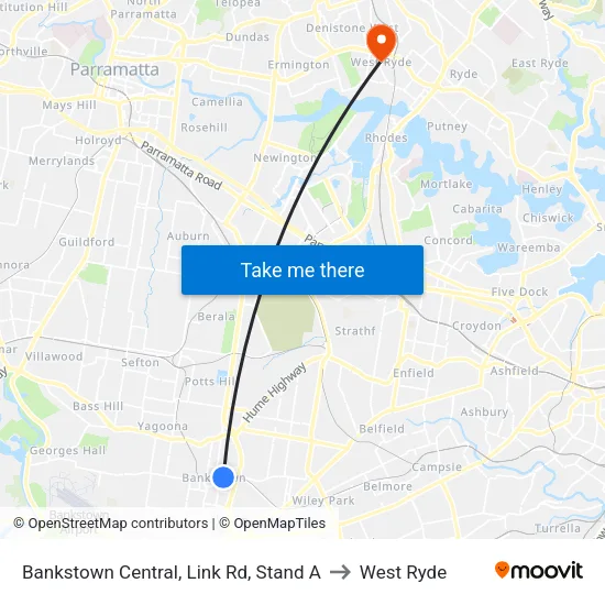 Bankstown Central, Link Rd, Stand A to West Ryde map