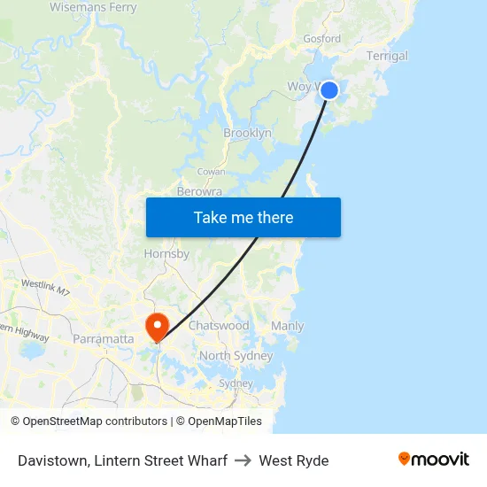 Davistown, Lintern Street Wharf to West Ryde map
