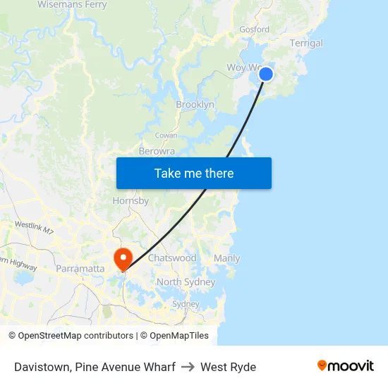 Davistown, Pine Avenue Wharf to West Ryde map