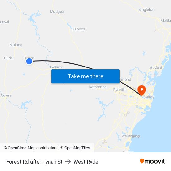 Forest Rd after Tynan St to West Ryde map