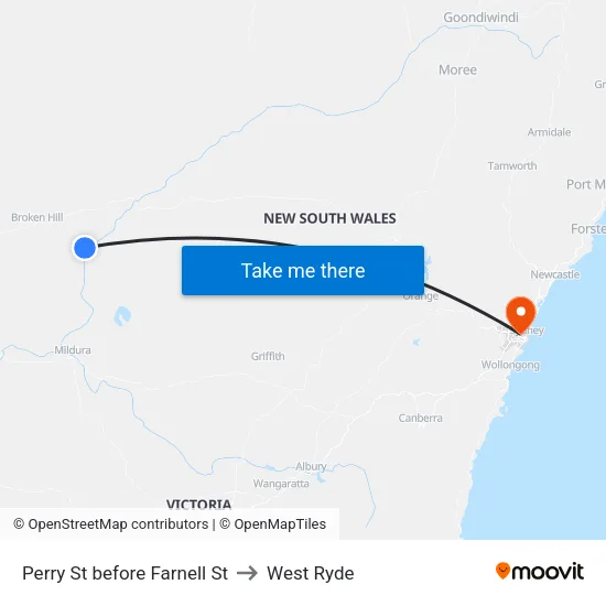 Perry St at Farnell St to West Ryde map
