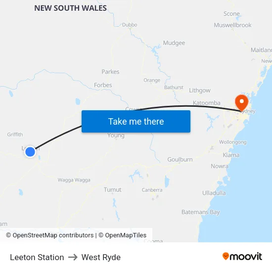 Leeton Station to West Ryde map