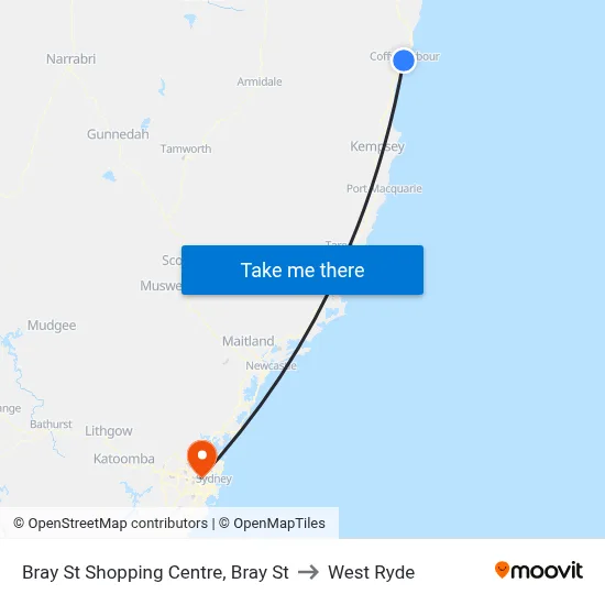 Bray St Shopping Centre, Bray St to West Ryde map