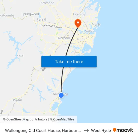 Wollongong Old Court House, Harbour St to West Ryde map