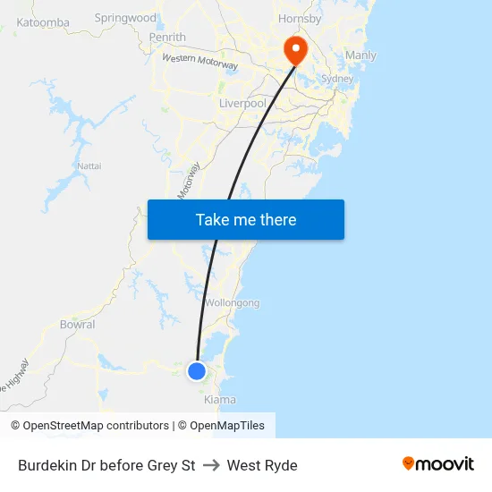 Burdekin Dr before Grey St to West Ryde map