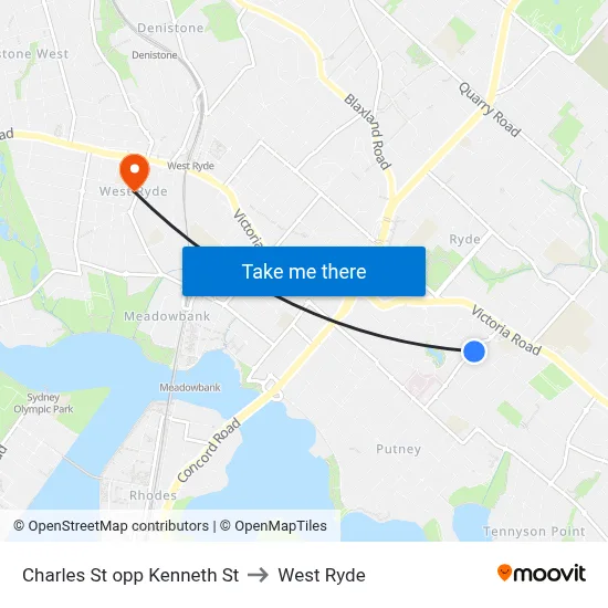Charles St opp Kenneth St to West Ryde map