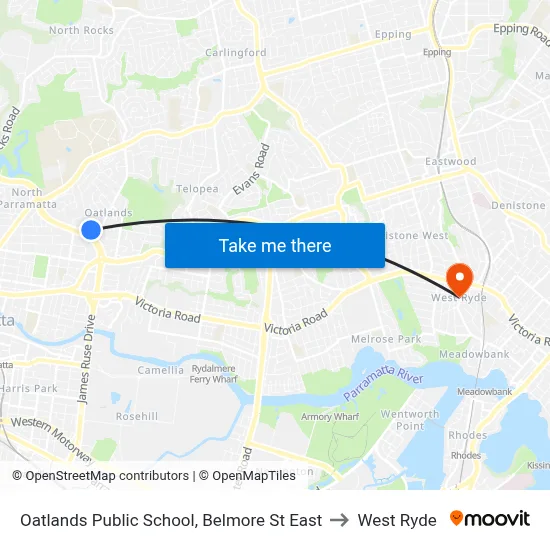 Oatlands Public School, Belmore St East to West Ryde map