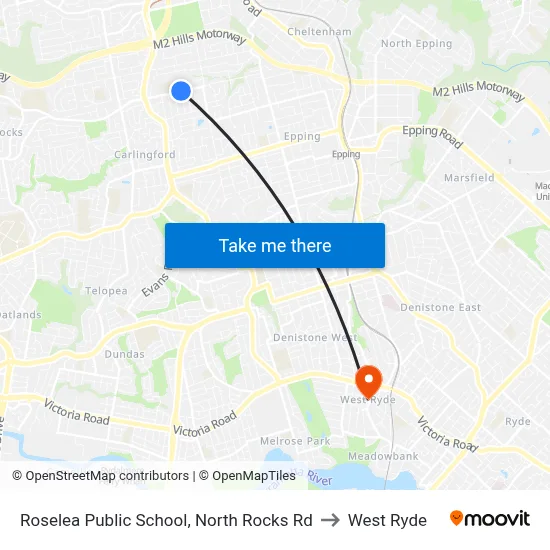 Roselea Public School, North Rocks Rd to West Ryde map