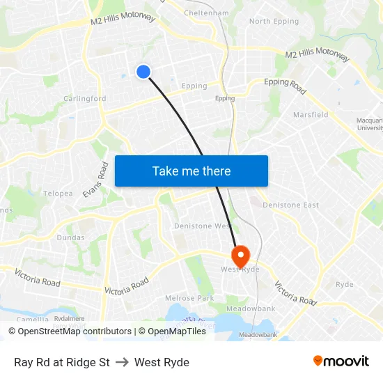 Ray Rd at Ridge St to West Ryde map