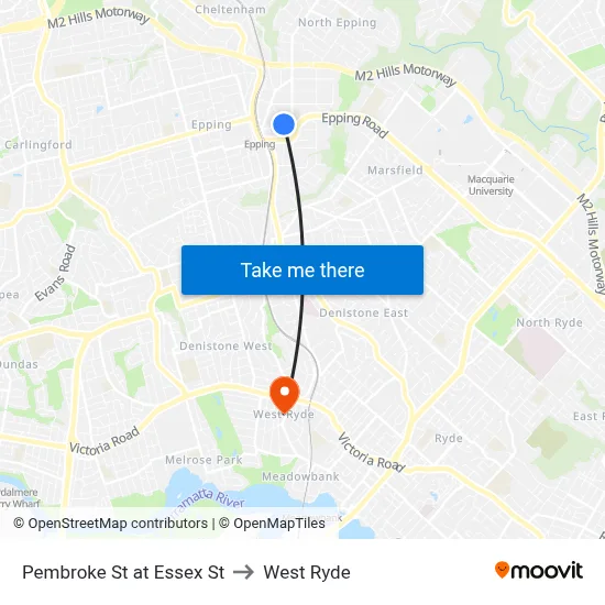Pembroke St at Essex St to West Ryde map