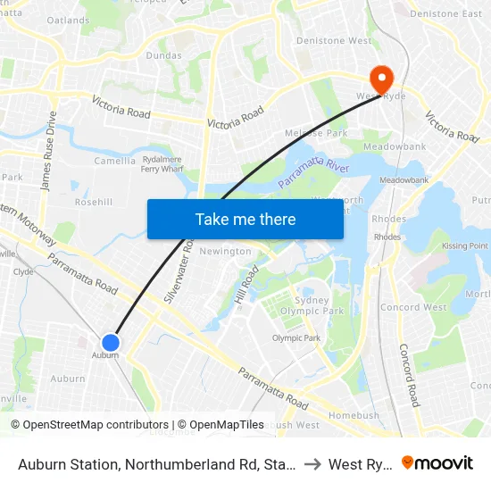 Auburn Station, Northumberland Rd, Stand C to West Ryde map