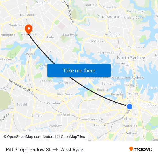 Pitt St opp Barlow St to West Ryde map