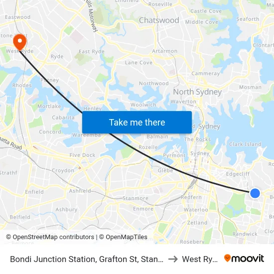 Bondi Junction Station, Grafton St, Stand R to West Ryde map