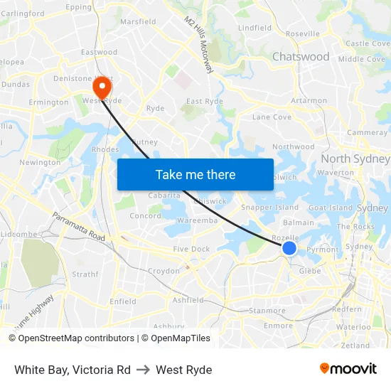 White Bay, Victoria Rd to West Ryde map