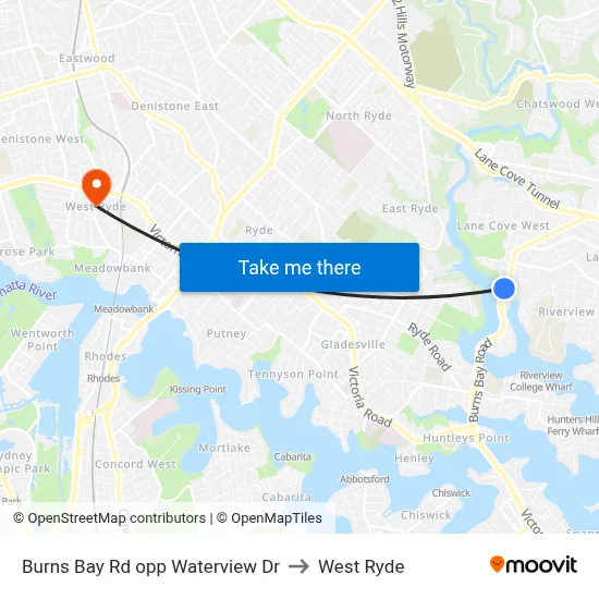 Burns Bay Rd opp Waterview Dr to West Ryde map